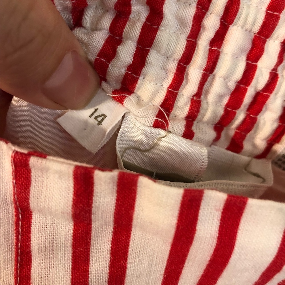 TOTOnKO Strawberries & Cream Striped Linen Cotton Blend Midi Skirt M - Picture 7 of 8